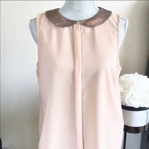 INFLUENCE— Metallic Scallop Collared Blouse